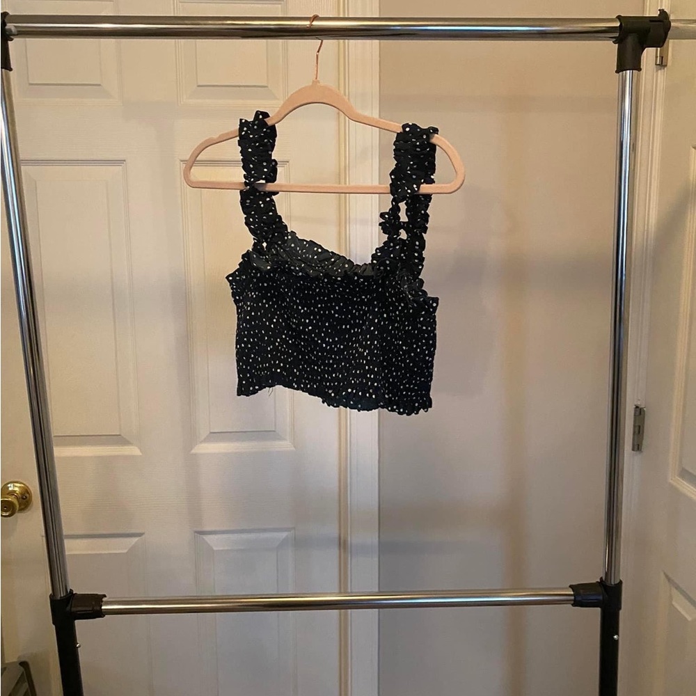 Green polka dot tank crop top